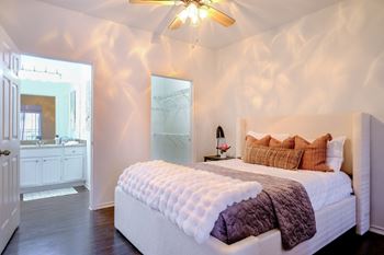 Ceiling fans in living room and bedroom